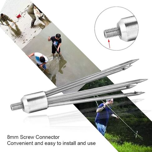 رمح صيد الأسماك من RiToEasysports، شوكة رمح صيد السمك متينة من الفولاذ المقاوم للصدأ مقاس 8 مم، ملحق رأس لولبي تلسكوبي من الفولاذ المقاوم للصدأ in Kuwait