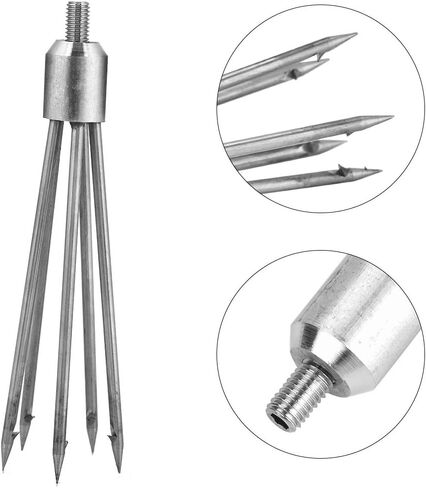 رمح صيد الأسماك من RiToEasysports، شوكة رمح صيد السمك متينة من الفولاذ المقاوم للصدأ مقاس 8 مم، ملحق رأس لولبي تلسكوبي من الفولاذ المقاوم للصدأ in Kuwait