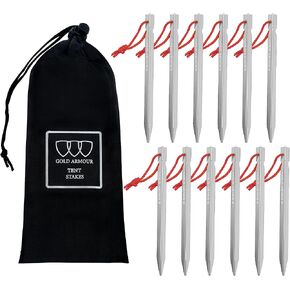 Gold Armour Tent Stakes - 12 Pack Heavy Duty, Lightweight, Camping Stakes Pegs for Outdoor Tent and Tarp, Essential Camping Gear Equipment Accessories (Blue) in Saudi Arabia