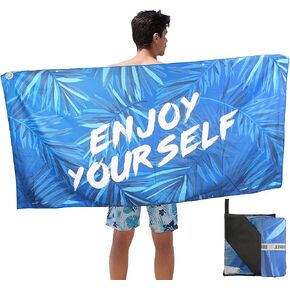 AOOGD Microfiber Beach Towel Camping Towel Large, 63" x 31" Quick Dry Adult Bath Towel, Portable Travel Towel with Buttons and Elastic Band for Fitness, Yoga, Sauna,Swim in Saudi Arabia