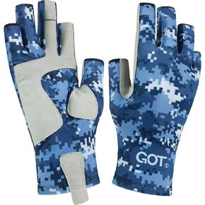 GOT Sports UPF 50+ Fishing Gloves for Men and Women - Fingerless Sun UV Protection Gloves - Perfects for Sailing, Paddling, Kayak, Hiking, Fly Fishing Gloves.