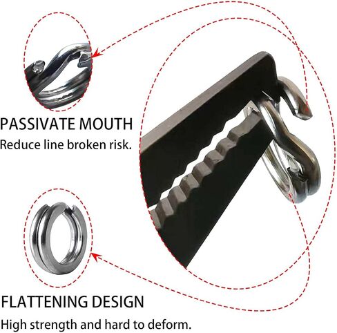 Vinfutin Stainless Steel Split Rings Double Loop Lure Connector，100pcs/box High Strength Fishing Swivel Snaps Flat Split Rings Hyper Wire Heavy Duty 40-115LB Fishing Tackle in Saudi Arabia