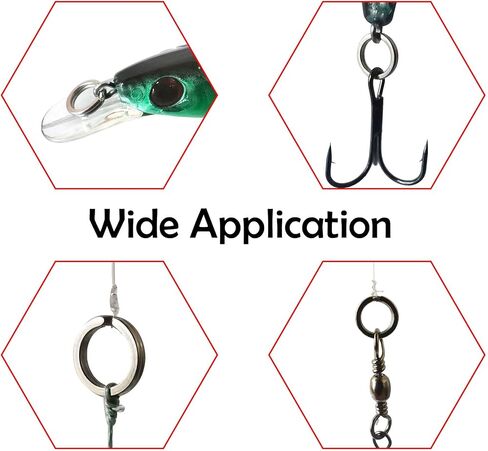 Vinfutin Stainless Steel Split Rings Double Loop Lure Connector，100pcs/box High Strength Fishing Swivel Snaps Flat Split Rings Hyper Wire Heavy Duty 40-115LB Fishing Tackle in Saudi Arabia