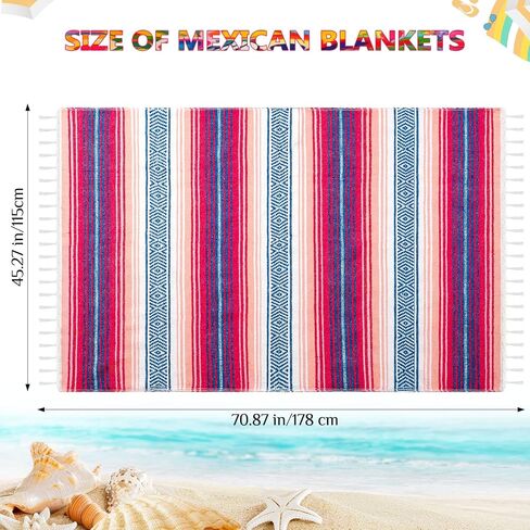 Oudain 4 Pack Mexican Blankets and Throws 45 x 70 Inch, Cotton Outdoor Camping Cozy Baja Blanket Woven Serape Restorative Yoga Fiesta Fall Autumn Essential Supplies (Fall Color) in Saudi Arabia