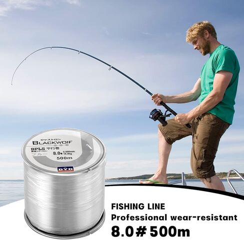 Fishing Line Monofilament Fishing Wire 500M Clear Fishing Lines Nylon 0.8mm Fishing Line for Saltwater & Freshwater Fishing(2-35LB) in Kuwait