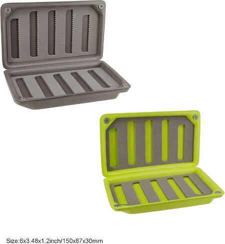 2 PC Fly Box Float Tackle Box Slit EVA Foam Fly Fishing Tackle Boxes Fishing Storage 6X3.48X1.2inch (2XGreen) in Kuwait