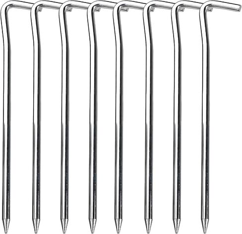 Tent Stakes Ground Stakes Pegs 8 Pieces Metal Stakes Spikes for Ground Camping Tent Stake with Hook Complete Camping Essentials for Picnic Outdoor Blanket Beach Mat Blankets in Saudi Arabia