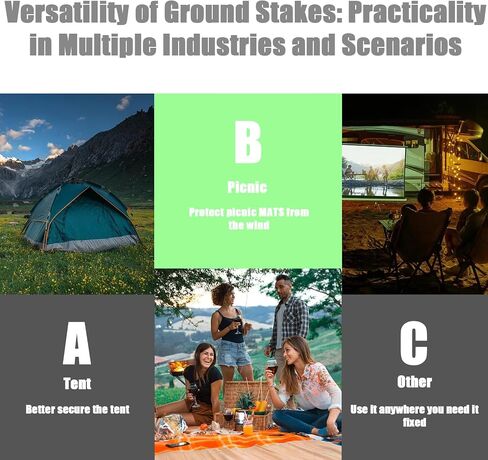 Tent Stakes Ground Stakes Pegs 8 Pieces Metal Stakes Spikes for Ground Camping Tent Stake with Hook Complete Camping Essentials for Picnic Outdoor Blanket Beach Mat Blankets in Saudi Arabia