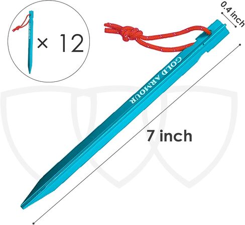 Gold Armour Tent Stakes - 12 Pack Heavy Duty, Lightweight, Camping Stakes Pegs for Outdoor Tent and Tarp, Essential Camping Gear Equipment Accessories (Blue) in Kuwait