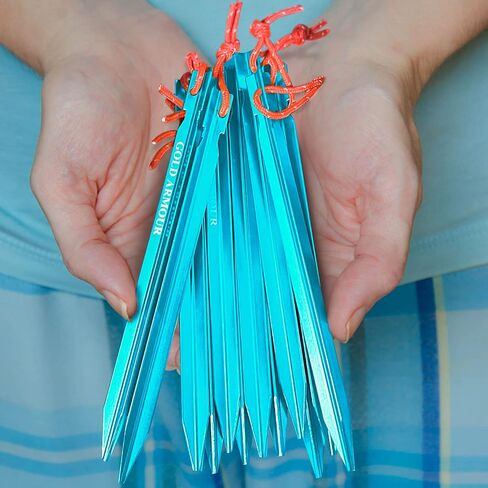 Gold Armour Tent Stakes - 12 Pack Heavy Duty, Lightweight, Camping Stakes Pegs for Outdoor Tent and Tarp, Essential Camping Gear Equipment Accessories (Blue) in Kuwait