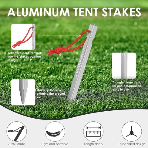 Gold Armour Tent Stakes - 12 Pack Heavy Duty, Lightweight, Camping Stakes Pegs for Outdoor Tent and Tarp, Essential Camping Gear Equipment Accessories (Blue) in Kuwait