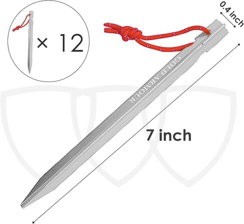 Gold Armour Tent Stakes - 12 Pack Heavy Duty, Lightweight, Camping Stakes Pegs for Outdoor Tent and Tarp, Essential Camping Gear Equipment Accessories (Blue) in Kuwait