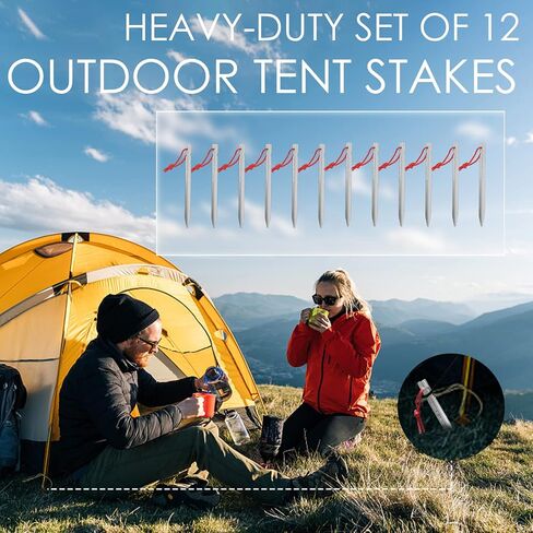 Gold Armour Tent Stakes - 12 Pack Heavy Duty, Lightweight, Camping Stakes Pegs for Outdoor Tent and Tarp, Essential Camping Gear Equipment Accessories (Blue) in Kuwait