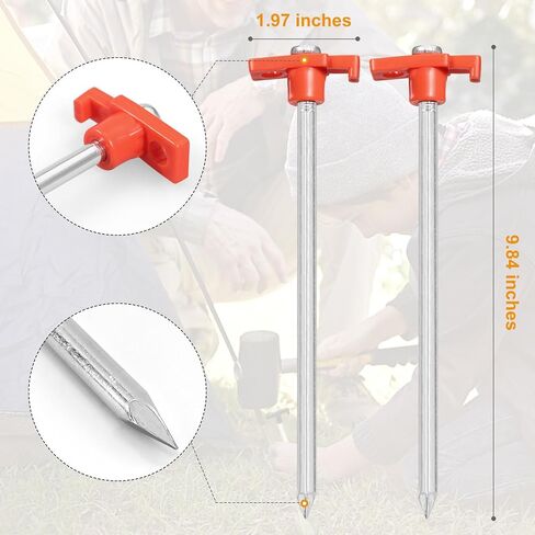 Gold Armour Galvanized Non-Rust Camping Family Tent Pop Up Tent Stakes Heavy Duty 10pc-Pack, with 4x10ft Ropes (Orange) in Saudi Arabia