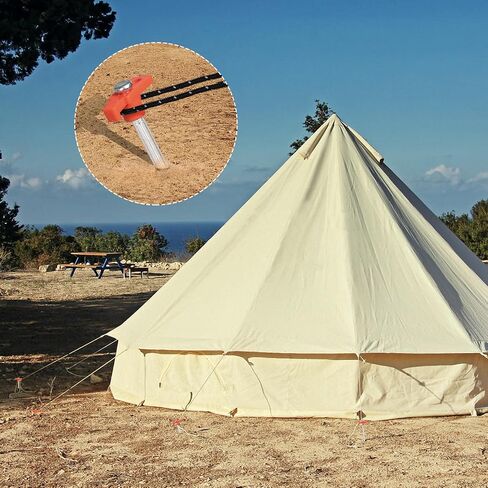 Gold Armour Galvanized Non-Rust Camping Family Tent Pop Up Tent Stakes Heavy Duty 10pc-Pack, with 4x10ft Ropes (Orange) in Saudi Arabia