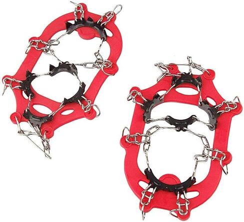 YOUFINE 11 Teeth Crampons Outdoor Anti Slip Shoes Cover Ice Claws with Stainless Steel Chain for Kids Children Teenagers, with Carry Bag in Saudi Arabia