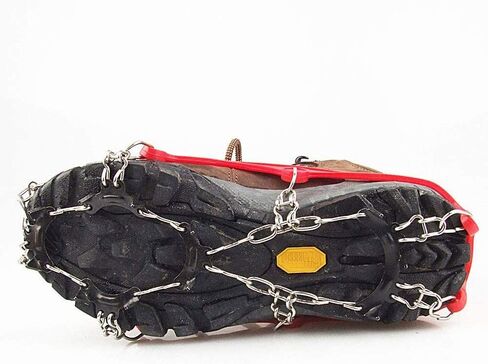 YOUFINE 11 Teeth Crampons Outdoor Anti Slip Shoes Cover Ice Claws with Stainless Steel Chain for Kids Children Teenagers, with Carry Bag in Saudi Arabia