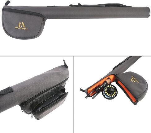 M MAXIMUMCATCH Maxcatch Fly Fishing Rod Case with Reel Pouch, Complete Rod Protection Bag, for 9FT 2 Pieces/ 4 Pieces Rod, Single (Fly Rod and Reel Case - Green, For 7.5' 4pc Fly Rod (Length: 25.9'')) in Saudi Arabia