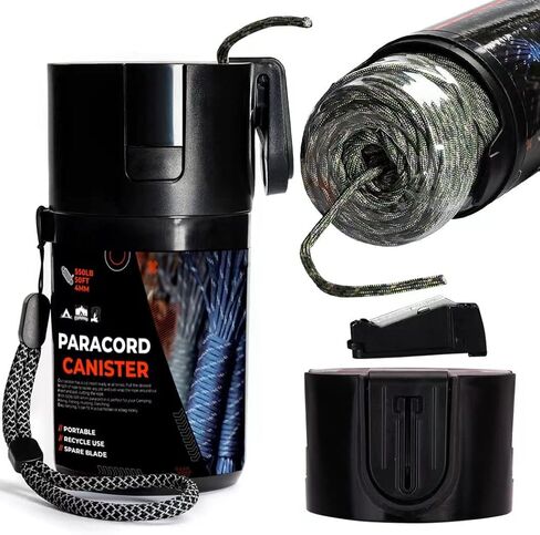 Paracord 550 Paracord 120ft Black Parachute Cord Utility Rope in a can, 100% Nylon 7 Strand Inner Core Type III Tactical Paracord Rope Orange Multipurpose for Tactical Hunting Camping Hiking Gardening in Saudi Arabia