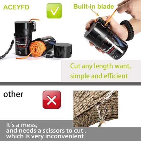 Paracord 550 Paracord 120ft Black Parachute Cord Utility Rope in a can, 100% Nylon 7 Strand Inner Core Type III Tactical Paracord Rope Orange Multipurpose for Tactical Hunting Camping Hiking Gardening in Saudi Arabia