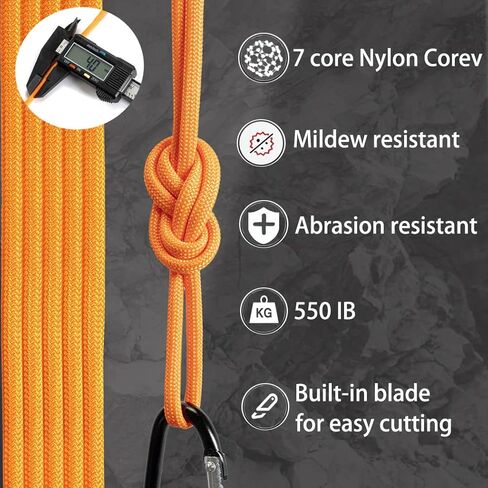 Paracord 550 Paracord 120ft Black Parachute Cord Utility Rope in a can, 100% Nylon 7 Strand Inner Core Type III Tactical Paracord Rope Orange Multipurpose for Tactical Hunting Camping Hiking Gardening in Saudi Arabia