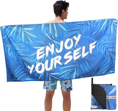 AOOGD Microfiber Beach Towel Camping Towel Large, 63" x 31" Quick Dry Adult Bath Towel, Portable Travel Towel with Buttons and Elastic Band for Fitness, Yoga, Sauna,Swim in Saudi Arabia