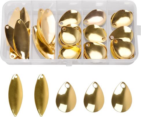 Spinner Blades for Lure Making, 50pcs Easy Spin Colorado Willow Blades Kit Spinner Baits Blades Spoons Blades Lure Making Tackle DIY Fishing Lures Accessories for Spinner Baits Walleye Rig Making in Saudi Arabia