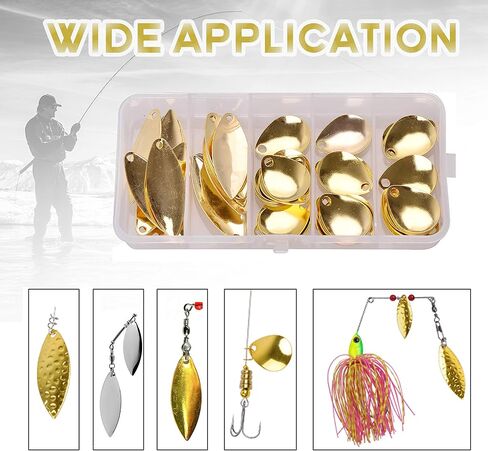 Spinner Blades for Lure Making, 50pcs Easy Spin Colorado Willow Blades Kit Spinner Baits Blades Spoons Blades Lure Making Tackle DIY Fishing Lures Accessories for Spinner Baits Walleye Rig Making in Saudi Arabia