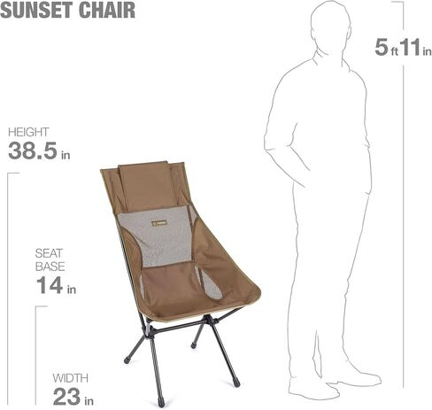 Helinox Sunset Chair Lightweight High-Back Collapsible Camping Chair Coyote tan, 3.4Ibs Outdoor Chairs, Picnic Chair, Portable Camping Chair, with Side Pockets in Saudi Arabia