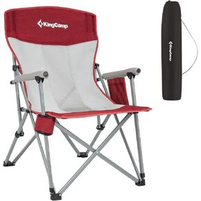 KingCamp 2 Pack Camping Chair for Adults with Arm Rest and Cup Holder Portable Camping Chair Support 300LBS Heavy Duty Folding Camp Chair for Lawn Outdoor Sports Travel (Red&Gray) in Saudi Arabia