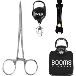 Booms Fishing FF2 Fly Fishing Accessories and Tools Kit, Fly Fishing Gear Combo: Fly Fishing Forceps, Fly Fishing Nipper, Line Leader Straightener, Zinger Retractor, Two-Sided Fly Box Assortment in Kuwait