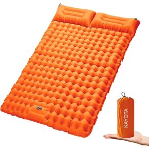 Double Sleeping Pad for Camping Inflatable 2 Person Sleeping Mat with Built-in Pump, Foot Press Ultralight Extra Thick Camping Mat with Pillow for Backpacking, Traveling, Hiking, Durable & Waterproof… in Saudi Arabia