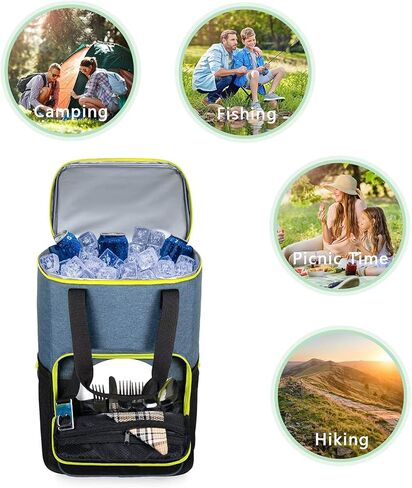 حقيبة ظهر هاب تيم معزولة ومضادة للتسرب، سعة كبيرة 30 علبة، حقيبة تبريد ناعمة للرجال والنساء للنزهات أو المشي لمسافات طويلة أو التخييم أو الشاطئ أو الغداء أو الحديقة أو الرحلات النهارية in Kuwait