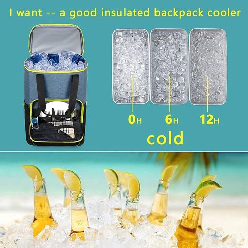 حقيبة ظهر هاب تيم معزولة ومضادة للتسرب، سعة كبيرة 30 علبة، حقيبة تبريد ناعمة للرجال والنساء للنزهات أو المشي لمسافات طويلة أو التخييم أو الشاطئ أو الغداء أو الحديقة أو الرحلات النهارية in Kuwait