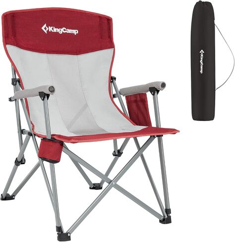 KingCamp 2 Pack Camping Chair for Adults with Arm Rest and Cup Holder Portable Camping Chair Support 300LBS Heavy Duty Folding Camp Chair for Lawn Outdoor Sports Travel (Red&Gray) in Kuwait