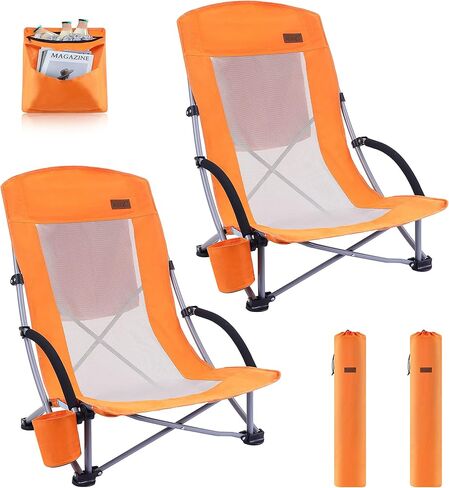 Nice C High Back Beach Chair, Sling Sand River Lake Chair (2 Pack Blue) in Kuwait