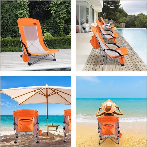 Nice C High Back Beach Chair, Sling Sand River Lake Chair (2 Pack Blue) in Kuwait