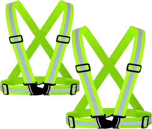 Running Reflective Vest Gear 2pcs, Lasport Reflective Adjustable Safety Vest, High Visible Reflective Belts Straps for Night Running, Walking, Cycling and X-Large in Saudi Arabia