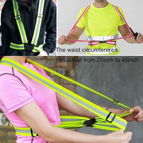 Running Reflective Vest Gear 2pcs, Lasport Reflective Adjustable Safety Vest, High Visible Reflective Belts Straps for Night Running, Walking, Cycling and X-Large in Saudi Arabia