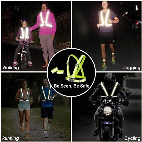 Running Reflective Vest Gear 2pcs, Lasport Reflective Adjustable Safety Vest, High Visible Reflective Belts Straps for Night Running, Walking, Cycling and X-Large in Saudi Arabia