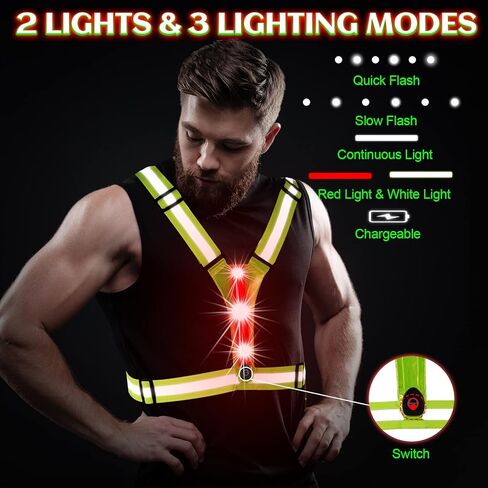 سترة جري عاكسة للضوء بإضاءة LED من Tibeha للنساء والرجال والجري الليلي والمشي، قابلة لإعادة الشحن¡ in Kuwait