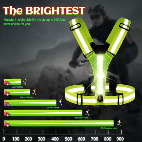 سترة جري عاكسة للضوء بإضاءة LED من Tibeha للنساء والرجال والجري الليلي والمشي، قابلة لإعادة الشحن¡ in Kuwait