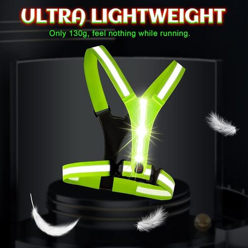 سترة جري عاكسة للضوء بإضاءة LED من Tibeha للنساء والرجال والجري الليلي والمشي، قابلة لإعادة الشحن¡ in Kuwait
