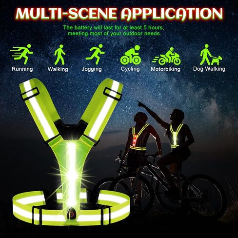 سترة جري عاكسة للضوء بإضاءة LED من Tibeha للنساء والرجال والجري الليلي والمشي، قابلة لإعادة الشحن¡ in Kuwait