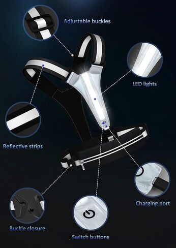 Ylzzrs LED Reflective Vest Running Gear, USB Rechargeable Light Up Running Vest Chest Phone Holder for Runners Night Walking,6-11hrs Light Adjustable Waist/Shoulder for Women Men Kids in Kuwait