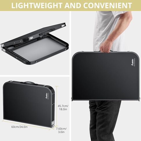 اي ان بي تي اي طاولة تخييم قابلة للطي، 90 سم × 60 سم، طاولة نزهة بارتفاع قابل للتعديل بحد اقصى 70 سم مع شبكة تخزين، طاولة محمولة من خليط معدني من الالومنيوم، خفيفة الوزن، مقبض محمول للسفر (اسود) in Kuwait