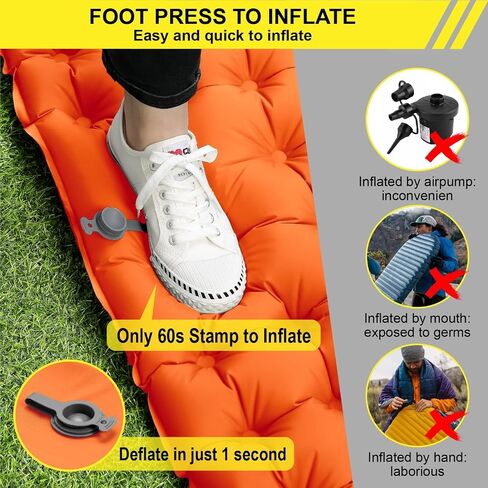 Double Sleeping Pad for Camping Inflatable 2 Person Sleeping Mat with Built-in Pump, Foot Press Ultralight Extra Thick Camping Mat with Pillow for Backpacking, Traveling, Hiking, Durable & Waterproof… in Saudi Arabia