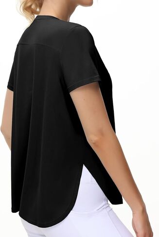 THE GYM PEOPLE Women's Workout T-Shirts Loose Fit Short Sleeve Cotton Running Basic Tee Tops with Split Hem in Saudi Arabia