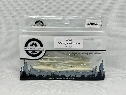 طعوم نورث الحقيقية - ميني ميراج مينوة 3 بوصات (لمعان، 8 عبوات) - طعم صيد السمك الناعم من البلاستيك الناعم دروبشوت نيد ريج فينيس ميننو بيت سملت شاد والي سمولموث بايك كرابي داميكي in Kuwait