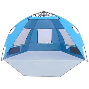 Pop Up Beach Tent for 2 Person,Easy Setup Sun Shelter,UV Protection with Extended Zippered Porch(Blue)
